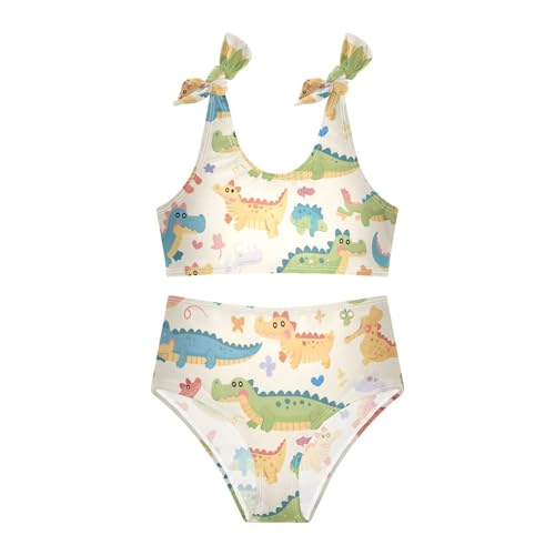 KLL Cute Cartoon Crocodile Alligator Girl 2 Piece Bikini Set Beach Swimsuit Swimming Suits Adjustable Shoulder Strap3