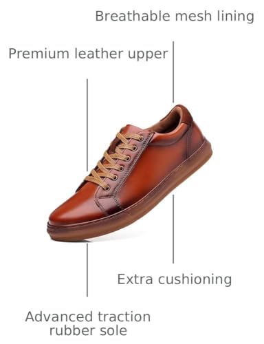Image of Arkbird Casual Sneakers, Breathable Lace-Up Leather Walking Shoes Comfortable Fashion Sneakers for Men Daily Work