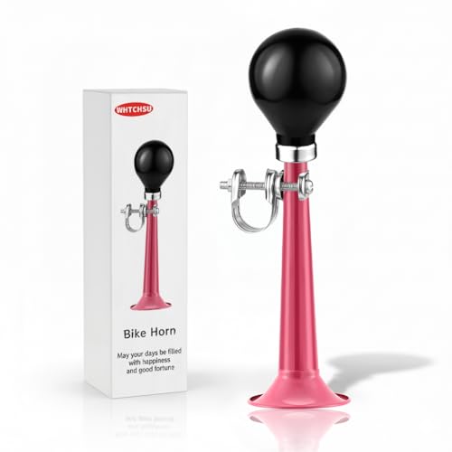 WHTCHSU Bike Horn for Adults Classic Metal Squeeze Clown Horn Loud Sound Fits All Bicycle HandlebarsPink Straight 7.87-Inch