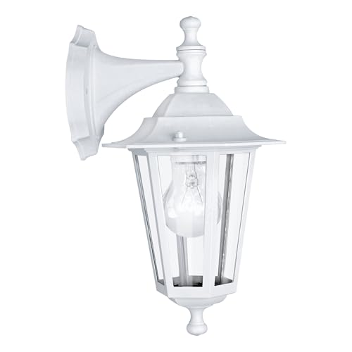 EGLO Außen-Wandlampe Laterna 5, 1 flammige Außenleuchte, Wandleuchte aus Aluguss und Glas, Farbe: Weiß, Fassung: E27, IP44 EGLO Außen-Wandlampe Laterna 5, 1 flammige Außenleuchte, Wandleuchte aus Aluguss und Glas, Farbe: Weiß, Fassung: E27, IP44