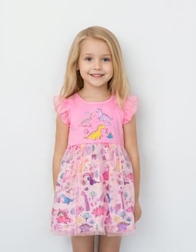 Toddler Baby Girls Tulle Dress Dinosaur Birthday Party Outfit Flutter Sleeve Princess Dresses Tutu Skirt2