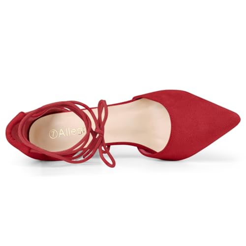 Image of Allegra K Women's Pointed Toe Chunky Heels Lace Up Sandals Pumps
