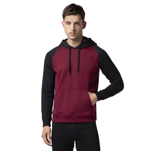 Image of FYLTR Men's Casual Colourblock Raglan Hoodie with Drawstrings - Utility Pockets | Ribbed Hem & Cuff | Winter Hoodie for Men
