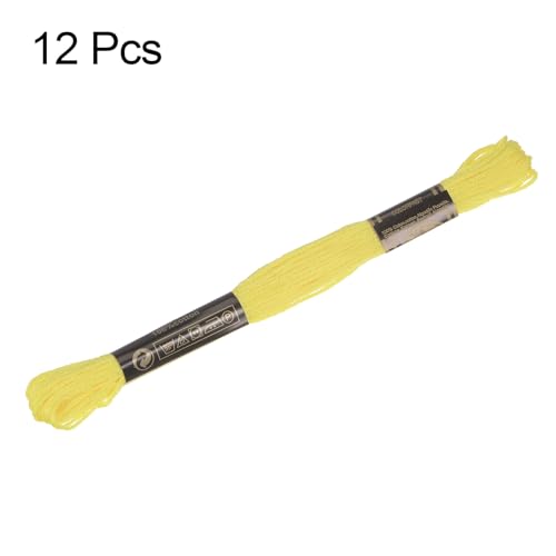 Image of HARFINGTON 12 Skeins Embroidery Floss 8.75yds(8m) Egyptian Long-Staple Cotton Cross Stitch Thread for Sewing DIY Bracelet Yarn String and Crafts, Arctic Lime(6011)