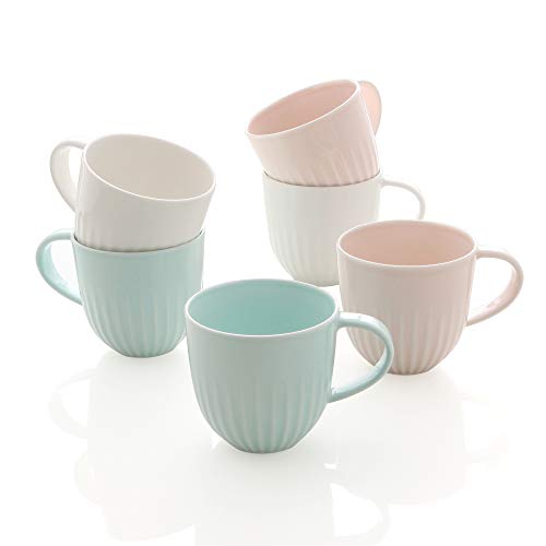 ZEN Pleats Porcelain Coffee Mugs 14oz Set of...