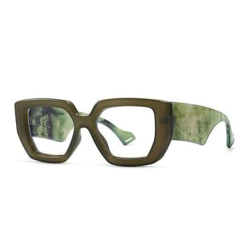 Lunettes carrées tendance femmes vert foncé branches larges