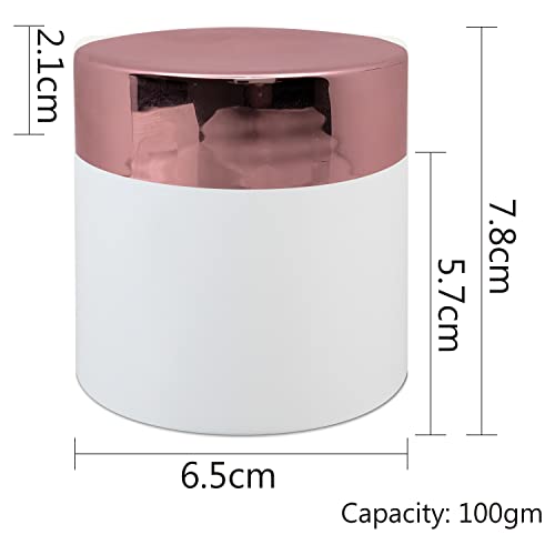 Image of ZENVISTA Empty White Cosmetics Jar with Rose Gold Cap for Cream-100gm[ZMJ16][Pack of 3 ]