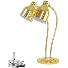 Gold Heat Lamp Food Warmer - Double Head, Single/Double Bulbs, Buffet Carving Station Heating Preservation Light