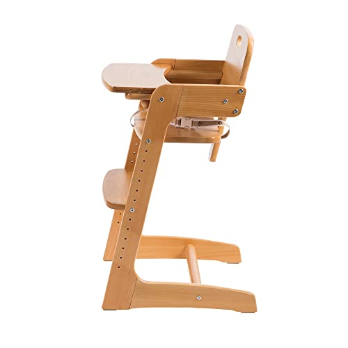 roba Treppenhochstuhl Kid Up - Essbrett abnehmbar - Mitwachsender Hochstuhl für Babys und Kinder - mit 3 Punkte Gurt - Holz natur