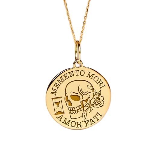 Collier pendentif pièce Memento Mori gravée 24 mm en argent pour sublimer un look terne