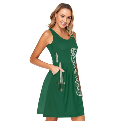 Mini robe décontractée à poches motif peinture à l'huile drapeau sans manches