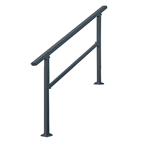 Rambarde d'escalier extérieur réglable : kit complet fer forgé noir