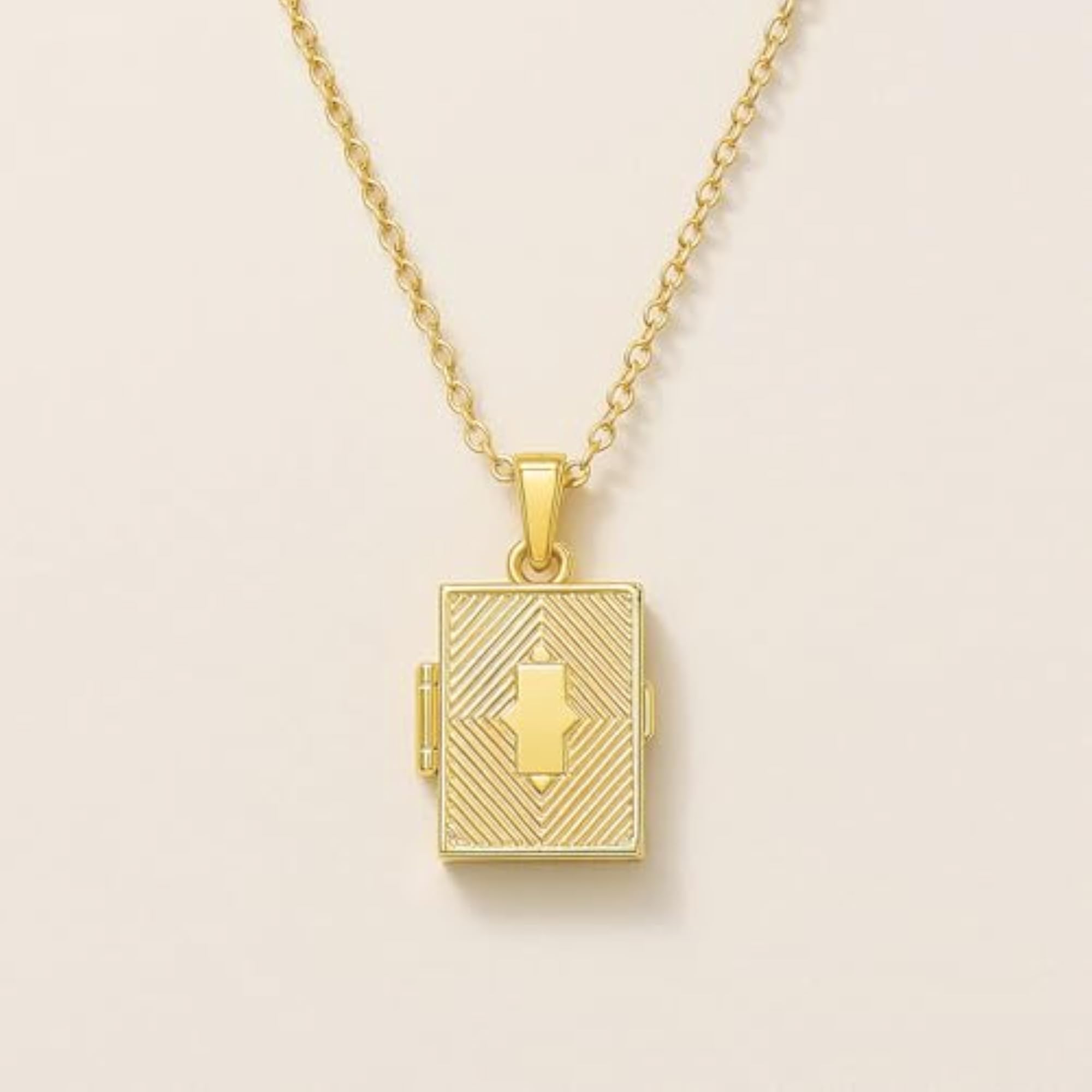 Gold Vermeil Book Locket Pendant Necklace, 925 Sterling Silver