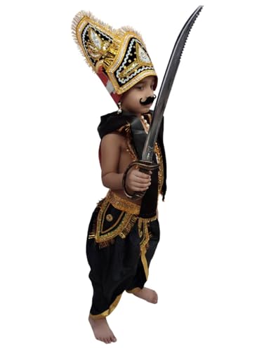 Image of BookMyCostume Ravana Lankesh Kansa Evil Ramayana Ramlila Kids & Adults Fancy Dress Costume With Play Sword 7-8 years