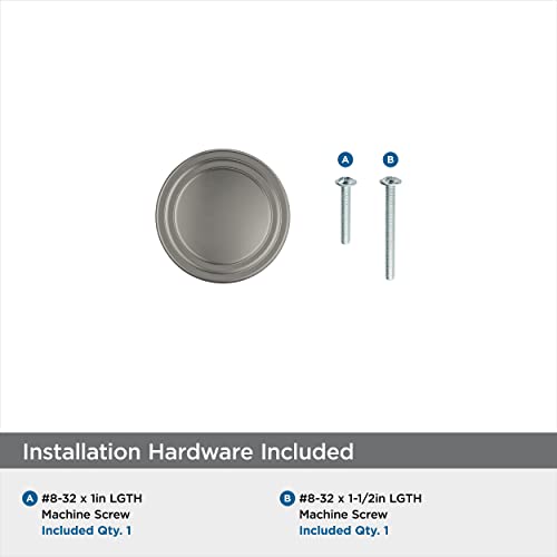 Image of Amerock 1-1 /4 inch Round Winsome Satin Nickel Cabinet Knob | Durable Zinc drawer knob and cabinet hardware, ideal for kitchen cabinets, bathroom vanities, dressers, and furniture