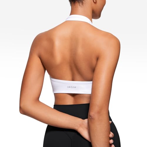 Image of INGIA Halter Longline Sports Bra Padded | Yoga, Workout, Low Back, Crop Top, with Built in Bra, for Women
