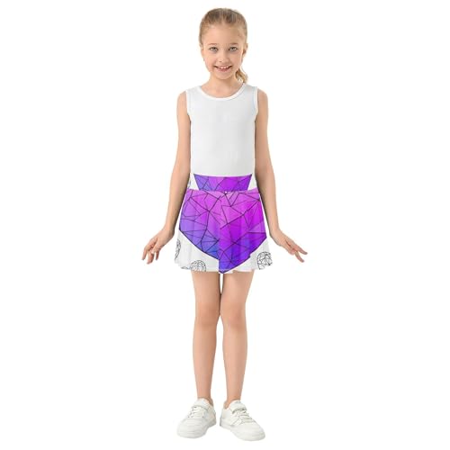 Cute Athletic Shorts for Girls Skorts Toddler Tennis Skirts Butterfly Skirt Polygonal Hearts 4t3
