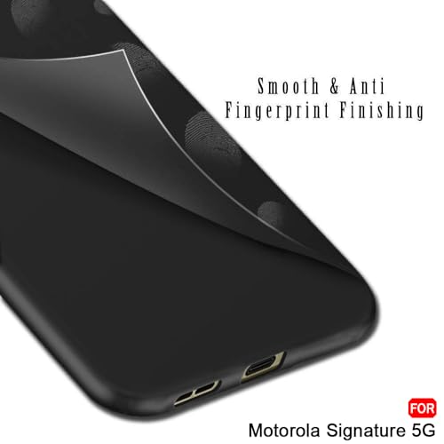 Image of TheGiftKart Sleek Back Cover Case for Motorola Moto Signature 5G | Slim Fit Protective Design | Ultra Matte Finish | Camera Protection Bump | Soft Back Cover Case for Moto Signature (Silicone, Black)