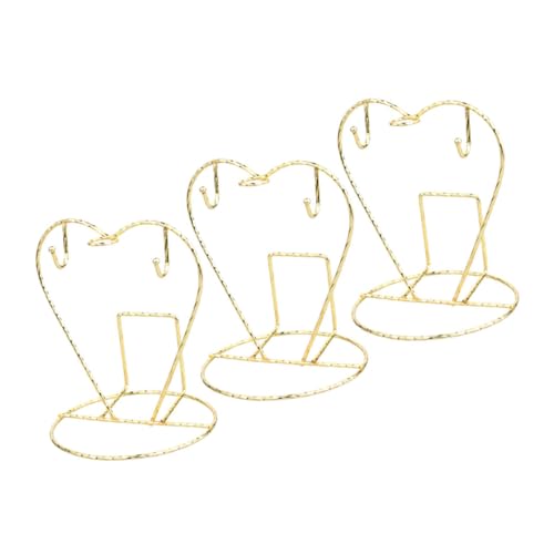 Unomor 3pcs Heart Shaped Coffee Mug Drying Rack Stylish Kitchen Counter Decor with Quick Drying Capability Efficient Drainage System for Tea Mugs and Water Glasses Golden Storage
