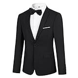 YOUTHUP Herren Sakko mit Fliege Slim Fit Anzugsjacke 1 Knopf Business Blazer für Hochzeit Freizeit