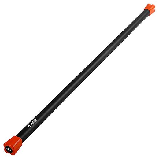 Day 1 Fitness Weighted Workout Bar with Rubber Padding, 48”, 15 LBS - Heavy-Duty, Solid Steel Exercise Bar for Physical Therapy, Aerobics, Yoga, Pilates - Premium Crossfit Equipment, SINGLE - 1 BAR