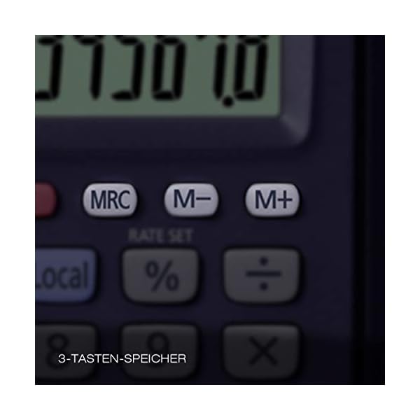 CASIO Taschenrechner HS-8VER, 8-stellig, Währungsumrechnung, Schutzklappe, Tausenderunterteilung, Solar-/Batteriebetrieb – Bild 4