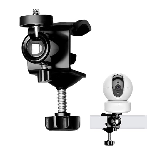 Xiruiubao Support Caméra Mural à Clipser, Rotatif à 360 Degrés, pour Extérieur/Intérieur avec Filetage 1/4 - Système de Surveillance à Domicile (Noir)