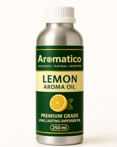 Image of AROMATICO Lemon Diffuser Oil with Strong, Long-Lasting Fragrance for Homes, Offices & Showrooms. For Aromatherapy, Diffusers, Air Purifiers, Vaporizers - 250 ml