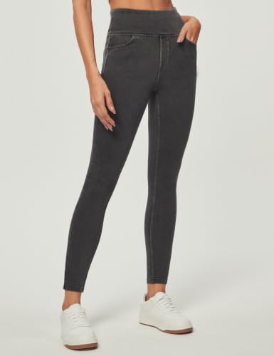 Image of Heathyoga Stretchy Jeans for Women Pull On High Waist Jeggings Jean Legging, Grey, Large