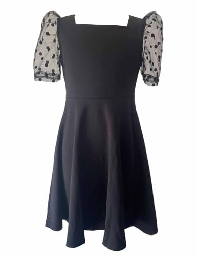 Big Girls Dresses Square Neck Princess Polka Dot Mesh Puff Sleeves High Waist A Line Party Dress for 8-14 Years4