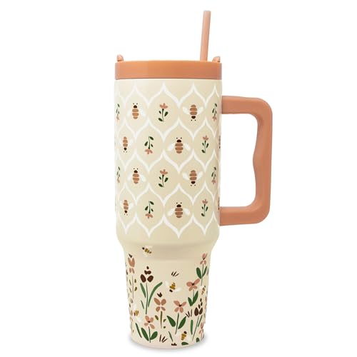 Steel Mill & Co 40 oz Stainless Steel Tumbler with Lid and Handle, Insulated/Thermal Travel Water Bottle for Honey Bee Lover, Large Tumbler, Bees -  Steel Mill and Co, 1453