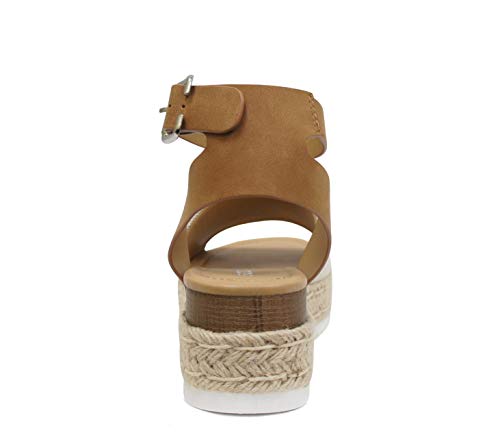 Image of Soda Topic Open Toe Buckle Ankle Strap Espadrilles Flatform Wedge Casual Sandal