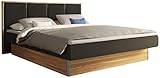 SuMa - Wasserbett dual 180x200 mit Topper, freistehend m. Sockel Wildeiche und Kopfteil Quaddro, Farbe anthrazit 180x200 cm