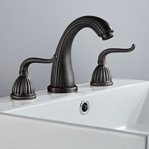 Robinet mitigeur lavabo salle de bains 3 trous double poignée en laiton fendu
