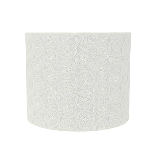 Image of Aspen Creative 31093A Transitional Drum (Cylinder) Shaped Spider Construction Lamp Shade in White with Embroidered Floral Pattern, 12 inch Wide (12 inch x 12 inch x 10 inch)