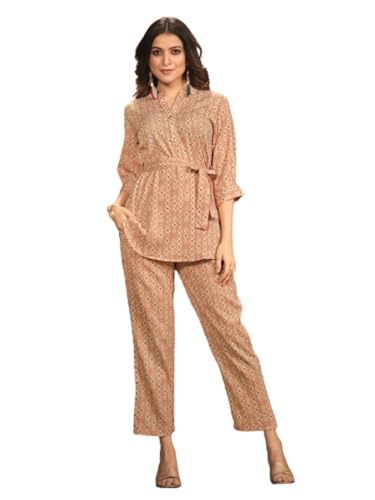 Image of NAINVISH Polyester Cord Set | Ethnic Co Ord Set | Casual Wear Pant Top Set | Fancy Co-Ord Set | Full Pair Set | Women Kurta Sets Kurtis | Women Kurta Pant Set | Coord Sets for Women