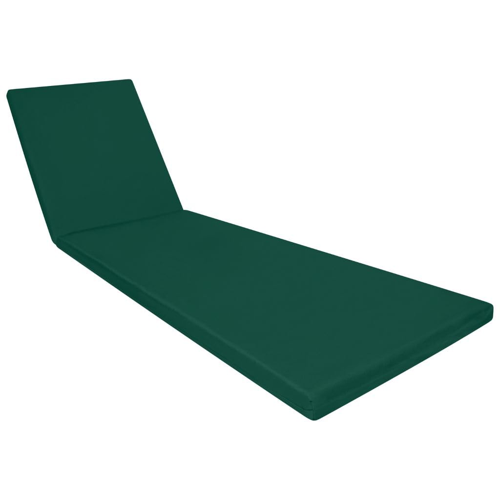 Waterproof Sun Lounger Deck Bed with Removable Zip Cover|100% Polyester|Size: Total Length: 196 cm|Headrest Section:53 cm(W)x65 cm(L) x5 cm(T)|Body Section:53 cm(W)x131 cm(L)x5 cm (T)| (GREEN)