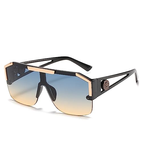 Lunettes de soleil de conduite cool grand carré noir et jaune pour voyage et ville