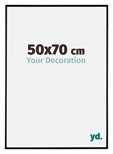 yd. Your Decoration - 50x70 cm - Cadre Photo en Plastique Avec Verre acrylique - Anti-Reflet - Excellente Qualité - Noir Mat - Cadre Decoration Murale - Evry