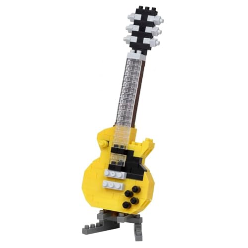 nanoblock Bandai Yellow Electric Guitar Mini Brick Figure Building Set Building Kit Musical Instruments Pixel Guitar Figure Building Kit NBC347 - Image 2