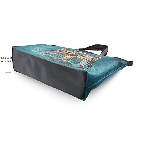 Tote Bag for Women with Zipper and Pockets,Polyester Tote Bag Pattern Tote Purse Women Handbag3