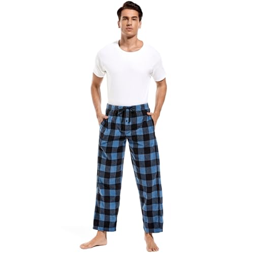 DG Hill Mens PJ Bottoms Fleece - Lounge Pants Sleepwear Plaid PJs - Pajama Pants with Pockets Microfleece for Winter