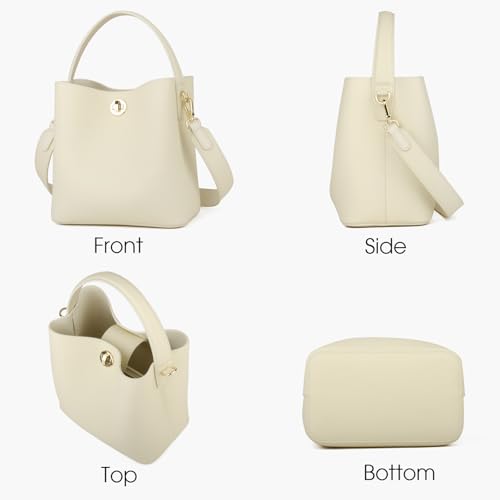 Image of DONNAIN Genuine Leather Bucket Tote Bag for Women, Small Crossbody Bag and Trendy Shoulder Bag with Adustable Strap | Genuine Leather