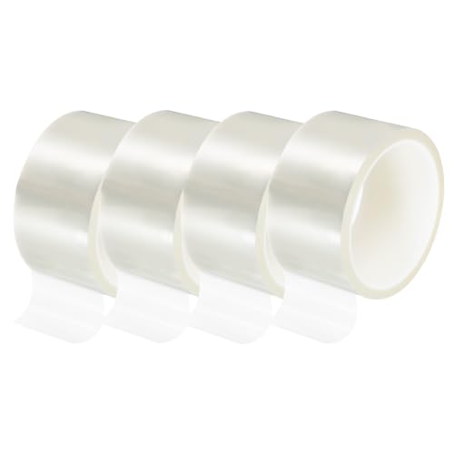 Image of uxcell Clear Heat Tape, 4 Rolls 50mmx33m 108ft High Temperature Heat Resistant Tape for Sublimation,Heat Vinyl Press,Heat Transfer, Circuit Board, No Residue