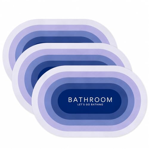 Image of AAZEEM Pack of 3 Quick Dry Water Absorbing Rectangular Silicon Floor Mat | Anti-Skid & Non-Slip Cushion Doormat for Home, Kitchen | 38 X 58 Cm |