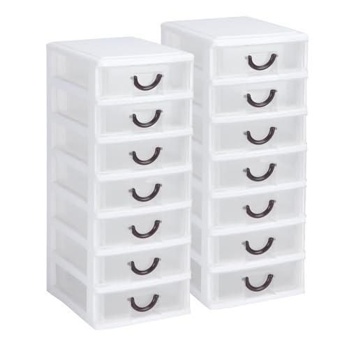 Rempry 2 Pack Mini Plastic Drawers Organizer, 7.1