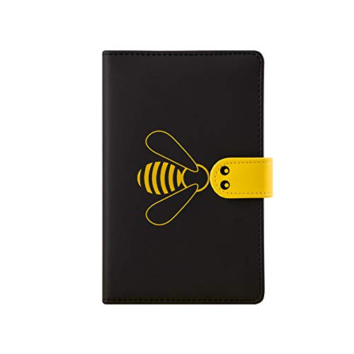 A6 cuadrícula planificador diario lindo planificador mensual planificador organizador de cuero escuela Chancery agenda, color negro Blank Inner Page Cover