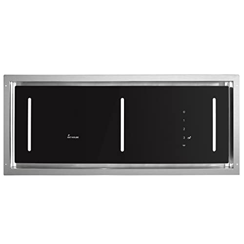 Campana Extractora 90 cm/Campana Isla/acero inoxidable/vidrio negro/apagado...