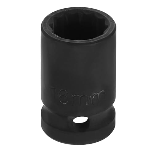 Image of HARFINGTON 1 /2 inch Drive x 16mm Shallow Impact Socket 12-Point Metric CR-V Steel Spindle Nut Impact Flip Sleeve for Home Auto Nuts Bolts Repair