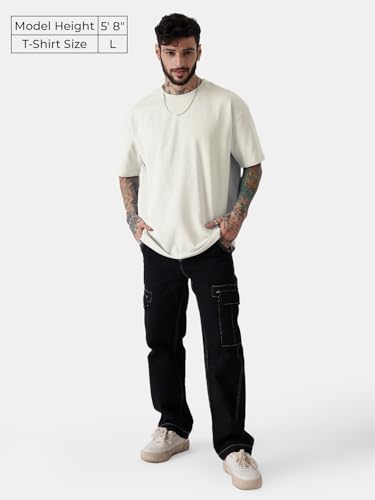 Image of The Souled StoreSolids: Eggshell WhiteOversized T-Shirts